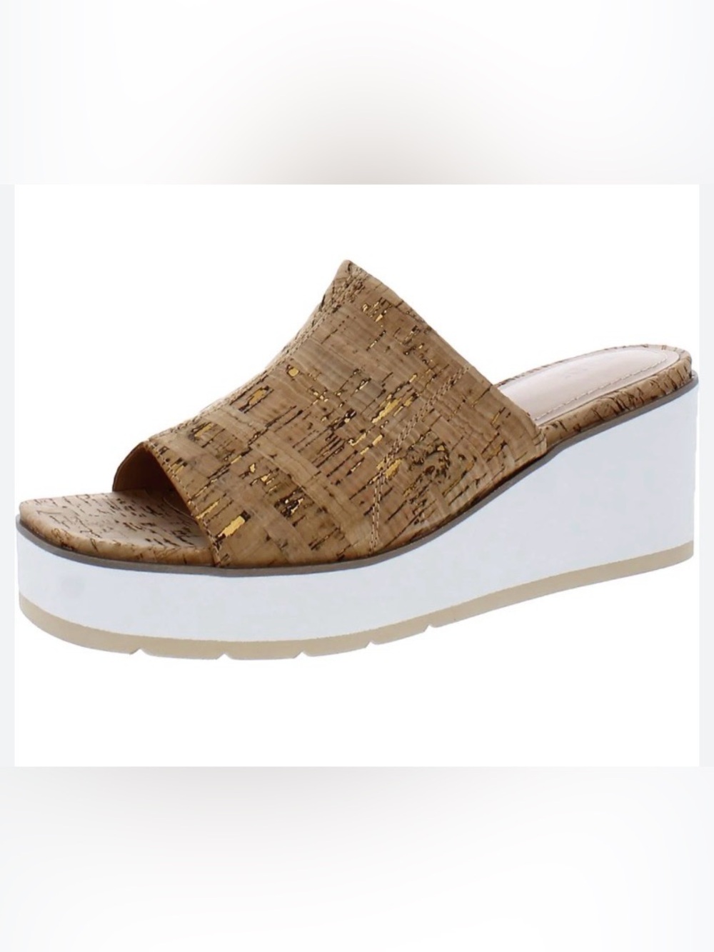 NYDJ Women’s Rysa Cork Slip-On Wedge Sandals Gold Accents Size 9 NWOT Neutral - Picture 3 of 13